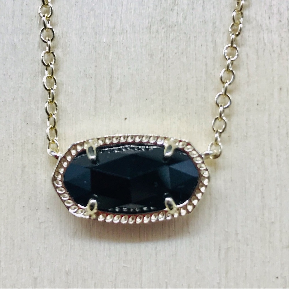 Kendra Scott Elisa Black Opaque necklace Gold Plated - Picture 1 of 9